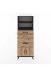 Hyperion Dolap 2 Raflı 3 Çekmeceli 2 Kapaklı 60x44x163 Antrasit-Çam