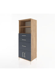 Hyperion Dolap 2 Raflı 3 Çekmeceli 2 Kapaklı 60x44x163 Çam-Antrasit