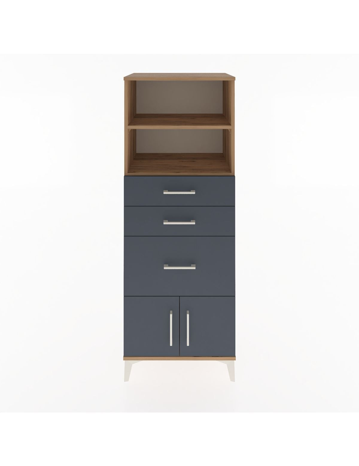 Hyperion Dolap 2 Raflı 3 Çekmeceli 2 Kapaklı 60x44x163 Çam-Antrasit