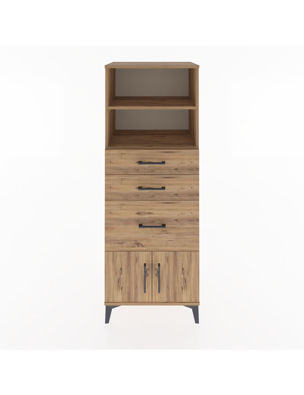 Hyperion Dolap 2 Raflı 3 Çekmeceli 2 Kapaklı 60x44x163 Çam-Çam