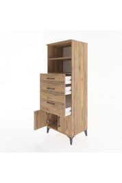 Hyperion Dolap 2 Raflı 3 Çekmeceli 2 Kapaklı 60x44x163 Çam-Çam