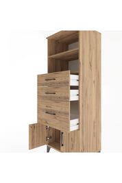 Hyperion Dolap 2 Raflı 3 Çekmeceli 2 Kapaklı 60x44x163 Çam-Çam