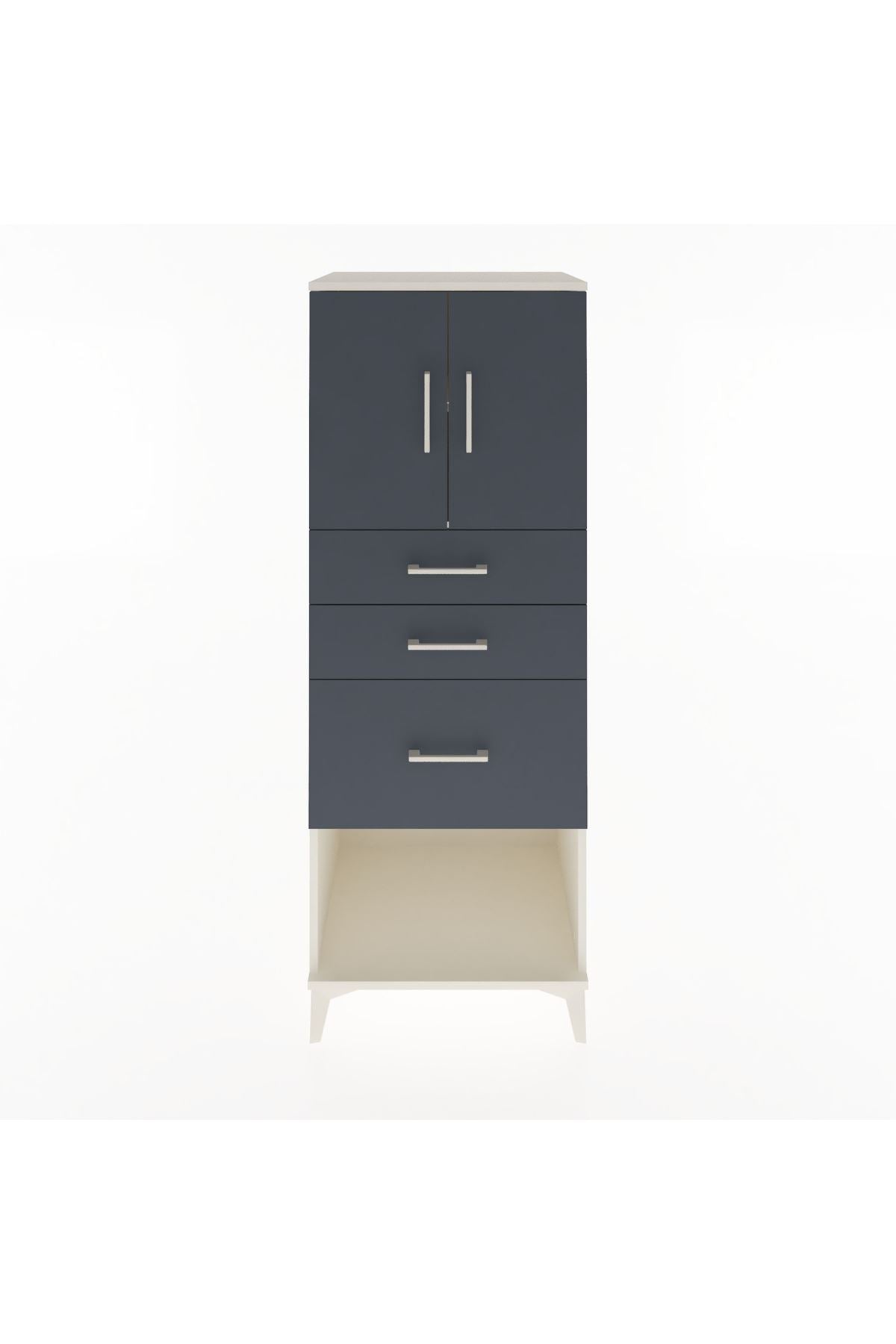 Hyperion Dolap 2 Raflı 3 Çekmeceli 2 Kapaklı 60x44x163 Aytaşı-Antrasit