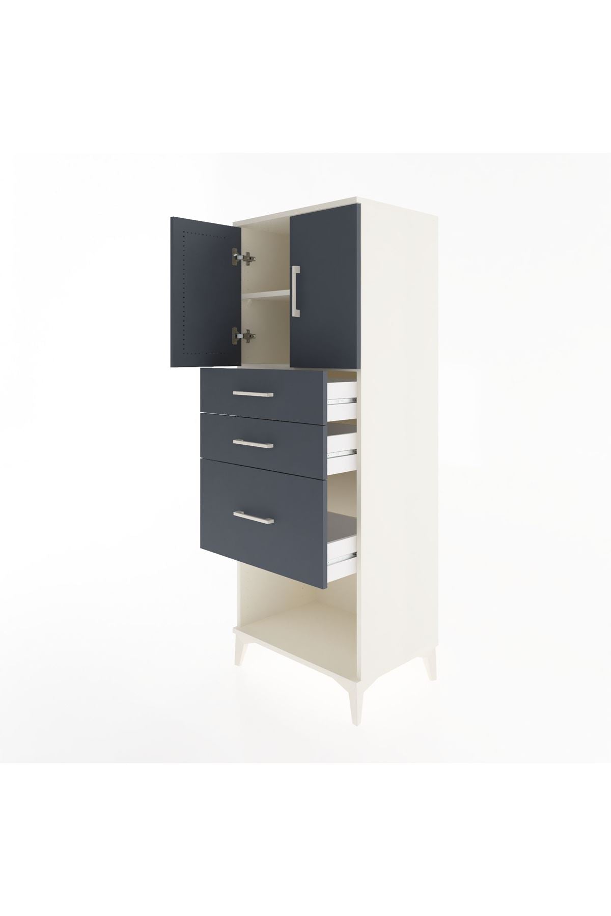 Hyperion Dolap 2 Raflı 3 Çekmeceli 2 Kapaklı 60x44x163 Aytaşı-Antrasit