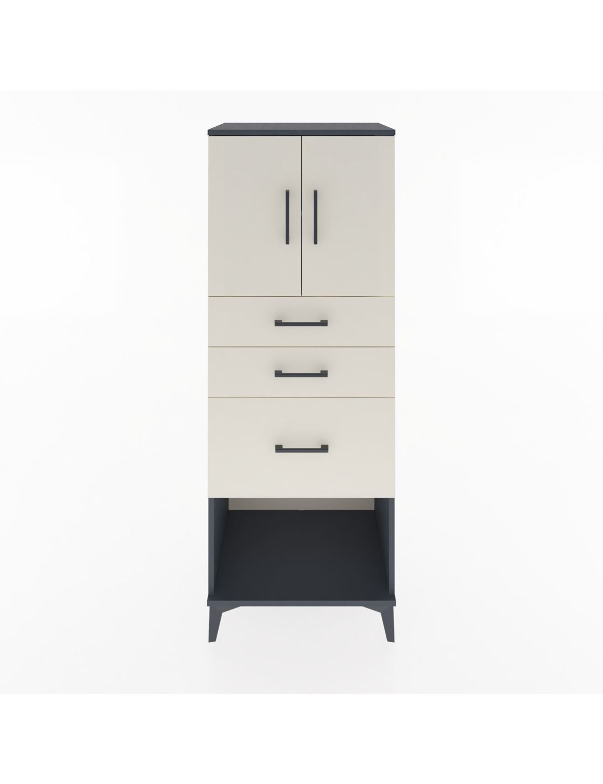 Hyperion Dolap 2 Raflı 3 Çekmeceli 2 Kapaklı 60x44x163 Antrasit-Aytaşı