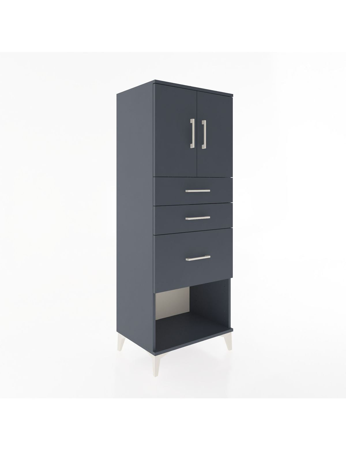 Hyperion Dolap 2 Raflı 3 Çekmeceli 2 Kapaklı 60x44x163 Antrasit-Antrasit