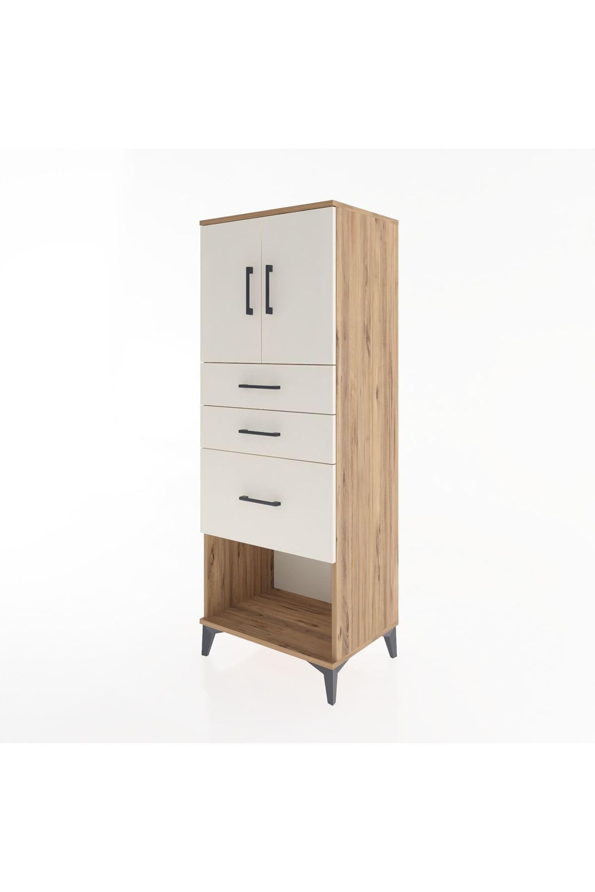 Hyperion Dolap 2 Raflı 3 Çekmeceli 2 Kapaklı 60x44x163 Çam-Aytaşı