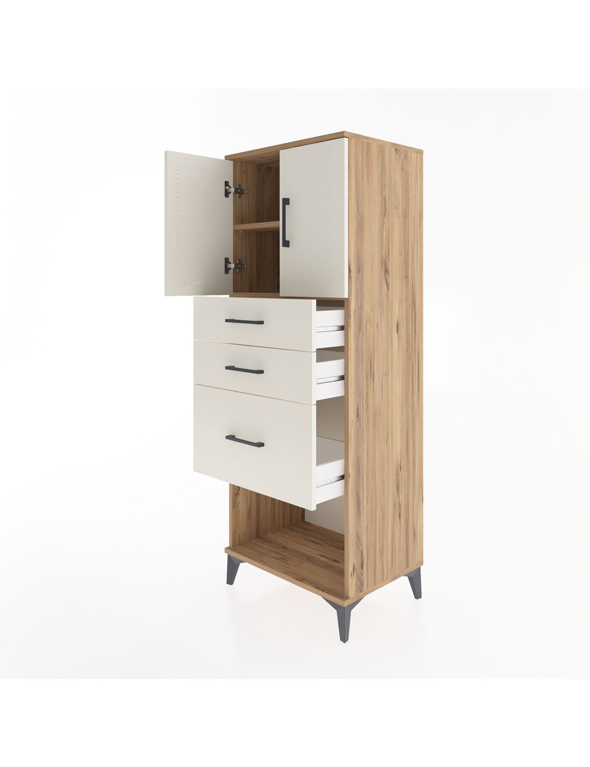 Hyperion Dolap 2 Raflı 3 Çekmeceli 2 Kapaklı 60x44x163 - S53M039V7B