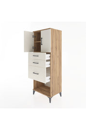 Hyperion Dolap 2 Raflı 3 Çekmeceli 2 Kapaklı 60x44x163 Çam-Aytaşı