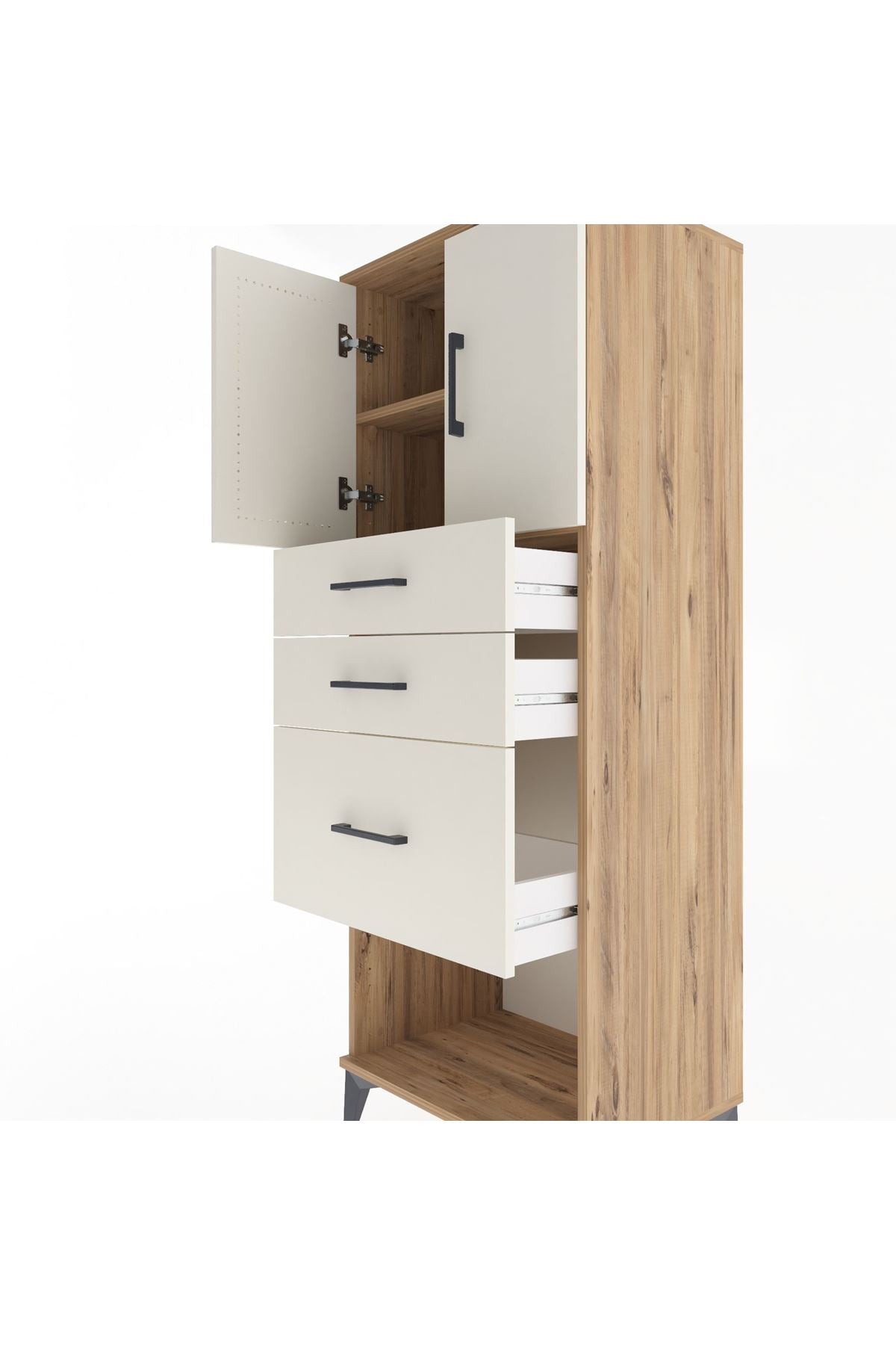 Hyperion Dolap 2 Raflı 3 Çekmeceli 2 Kapaklı 60x44x163 Çam-Aytaşı