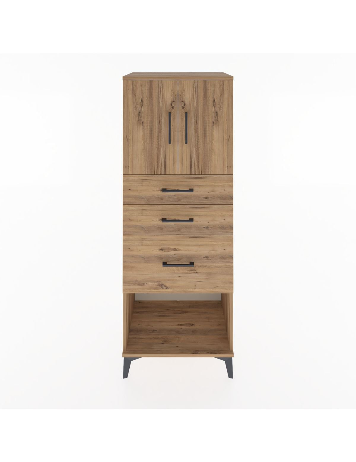 Hyperion Dolap 2 Raflı 3 Çekmeceli 2 Kapaklı 60x44x163 Çam-Çam