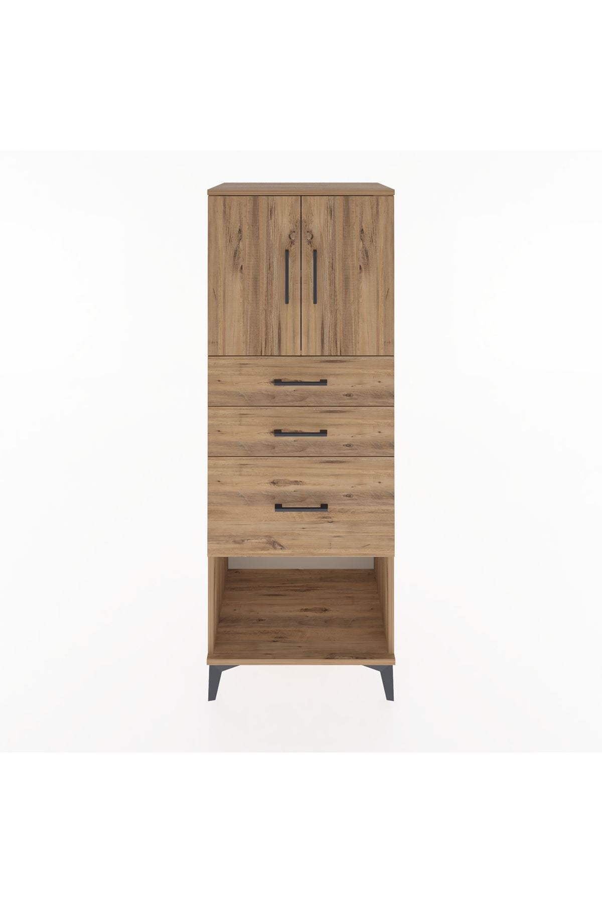 Hyperion Dolap 2 Raflı 3 Çekmeceli 2 Kapaklı 60x44x163 Çam-Çam