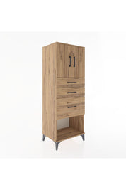 Hyperion Dolap 2 Raflı 3 Çekmeceli 2 Kapaklı 60x44x163 Çam-Çam