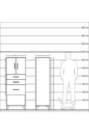 Hyperion Dolap 2 Raflı 3 Çekmeceli 2 Kapaklı 60x44x163 Çam-Çam