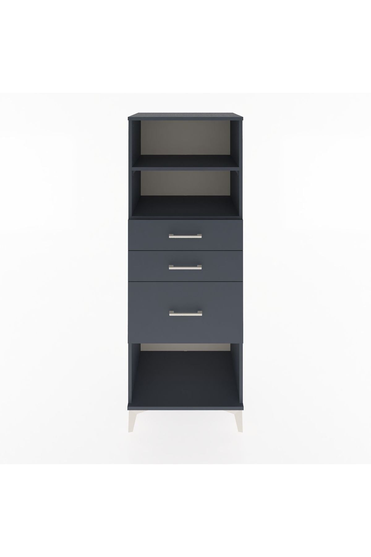 Hyperion Dolap 2 Raflı 3 Çekmeceli 60x44x163 Antrasit-Antrasit