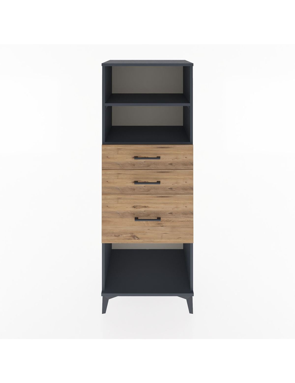 Hyperion Dolap 2 Raflı 3 Çekmeceli 60x44x163 Antrasit-Çam