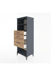 Hyperion Dolap 2 Raflı 3 Çekmeceli 60x44x163 Antrasit-Çam