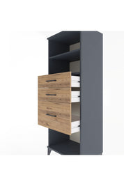 Hyperion Dolap 2 Raflı 3 Çekmeceli 60x44x163 Antrasit-Çam