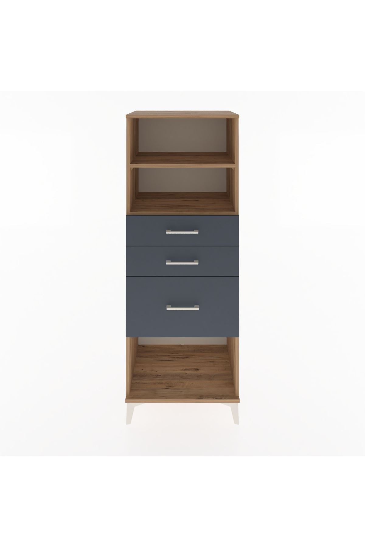 Hyperion Dolap 2 Raflı 3 Çekmeceli 60x44x163 Çam-Antrasit