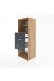 Hyperion Dolap 2 Raflı 3 Çekmeceli 60x44x163 Çam-Antrasit