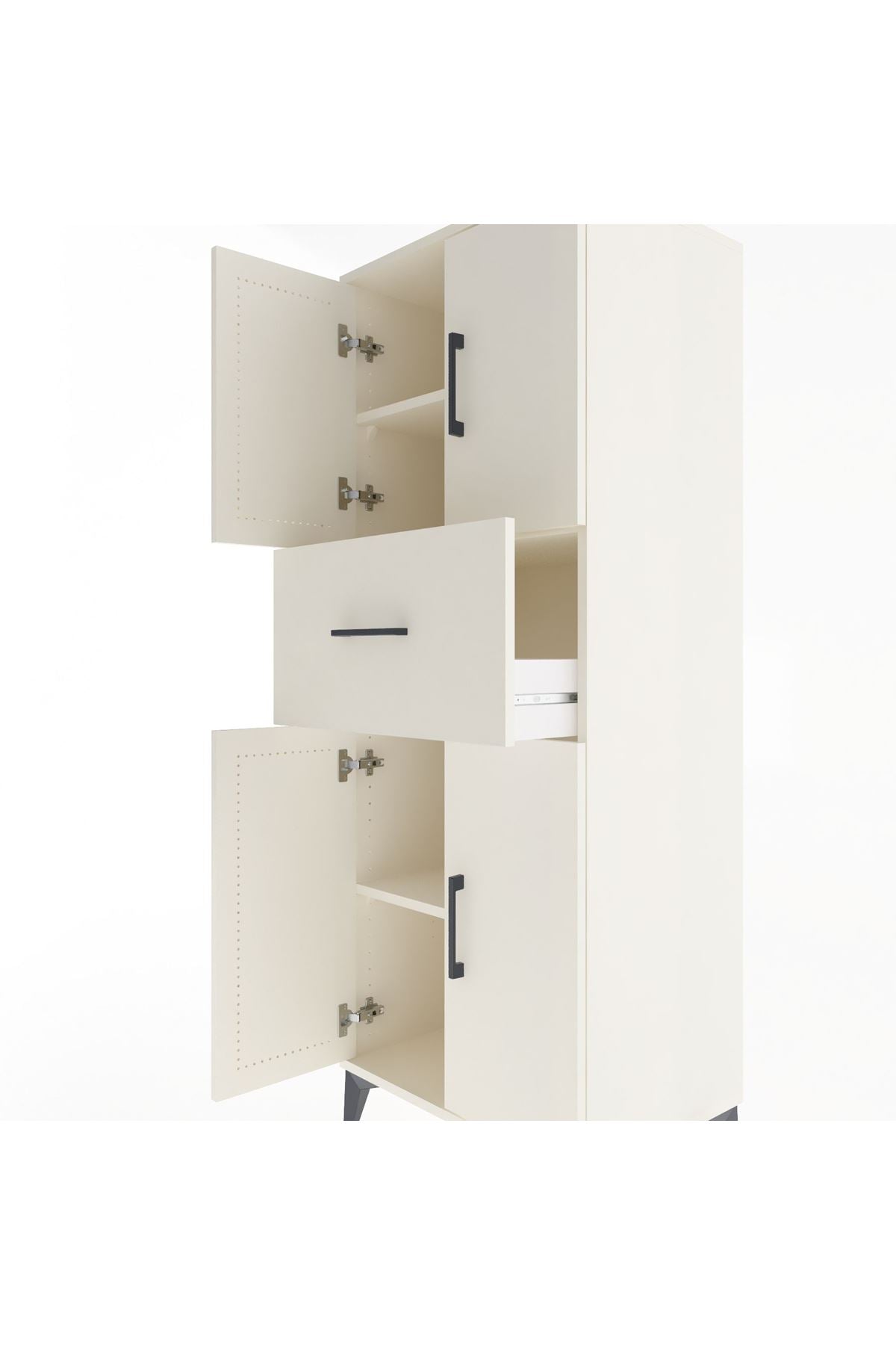 Hyperion Dolap 3 Raflı Tek Çekmeceli 4 Kapaklı 60x44x163 Aytaşı-Aytaşı