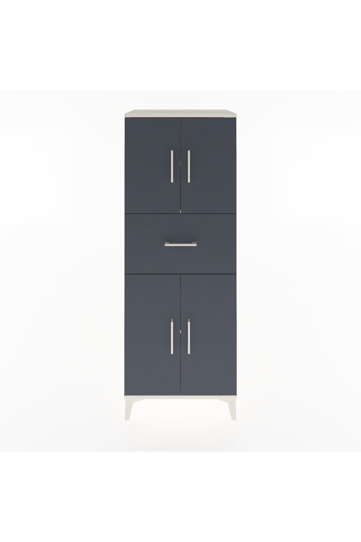 Hyperion Dolap 3 Raflı Tek Çekmeceli 4 Kapaklı 60x44x163 Aytaşı-Antrasit