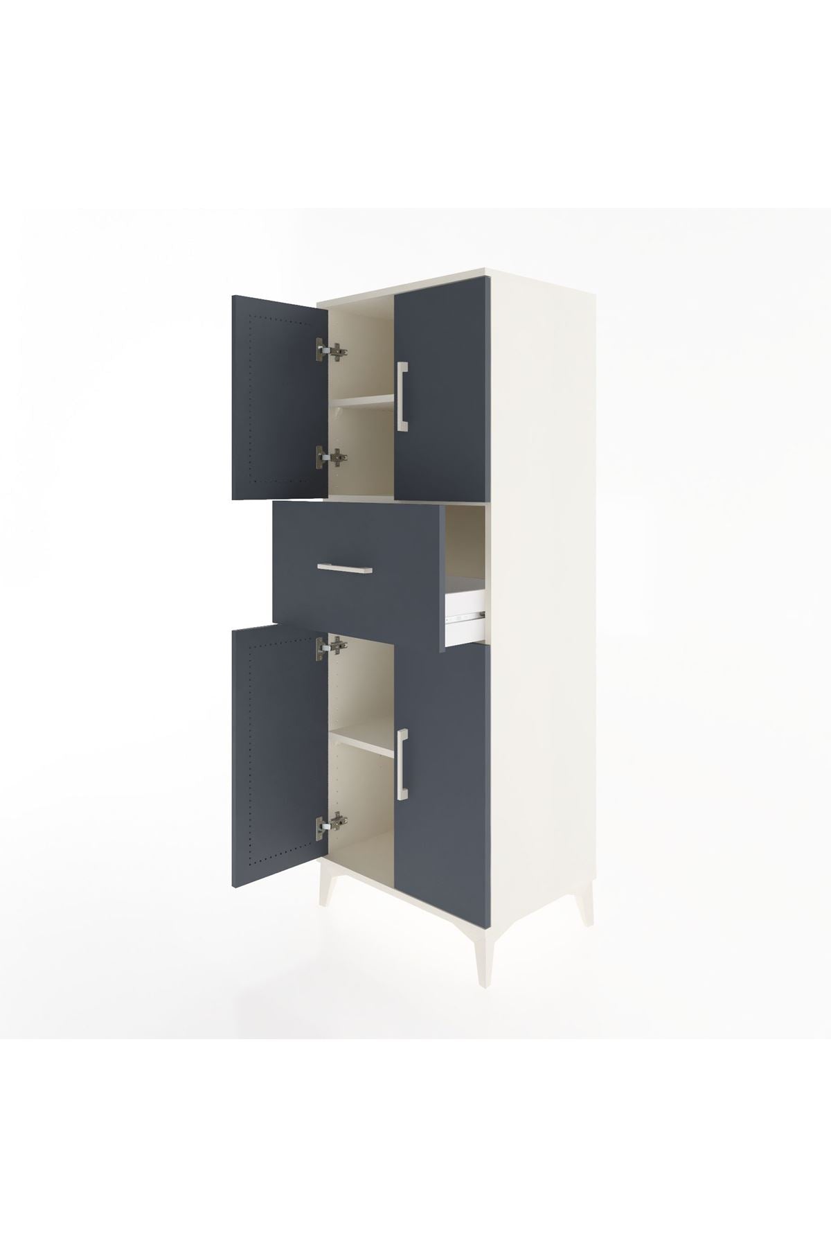 Hyperion Dolap 3 Raflı Tek Çekmeceli 4 Kapaklı 60x44x163 Aytaşı-Antrasit