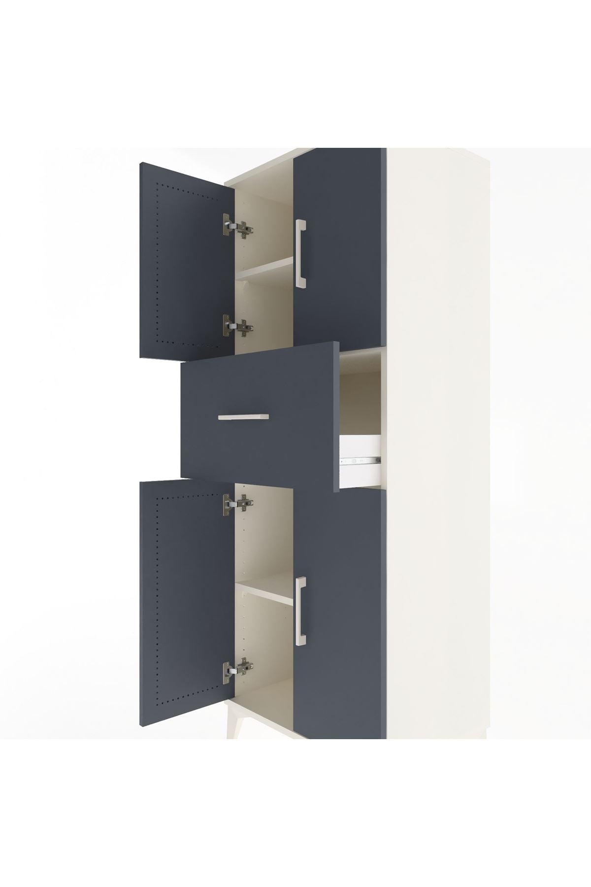 Hyperion Dolap 3 Raflı Tek Çekmeceli 4 Kapaklı 60x44x163 Aytaşı-Antrasit