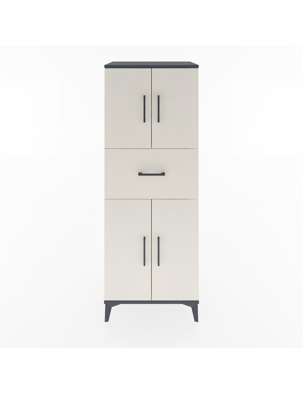 Hyperion Dolap 3 Raflı Tek Çekmeceli 4 Kapaklı 60x44x163 Antrasit-Aytaşı