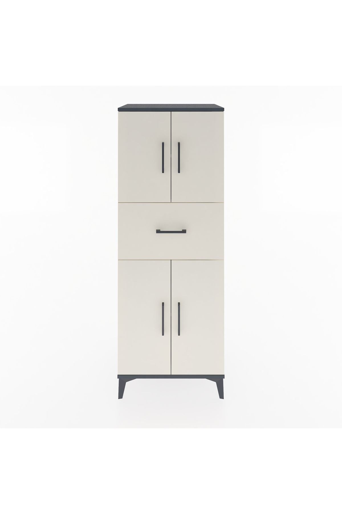 Hyperion Dolap 3 Raflı Tek Çekmeceli 4 Kapaklı 60x44x163 Antrasit-Aytaşı