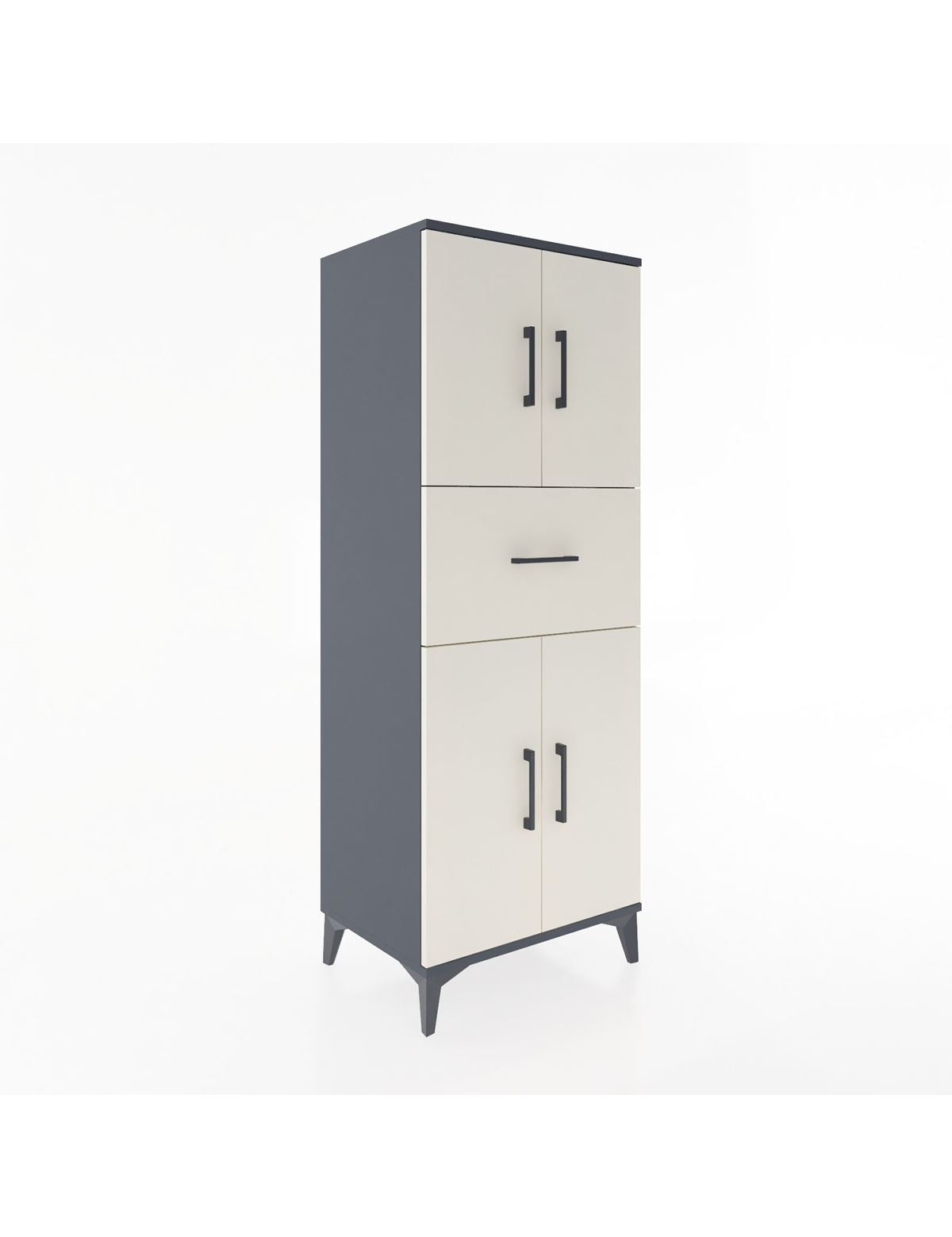 Hyperion Dolap 3 Raflı Tek Çekmeceli 4 Kapaklı 60x44x163 Antrasit-Aytaşı