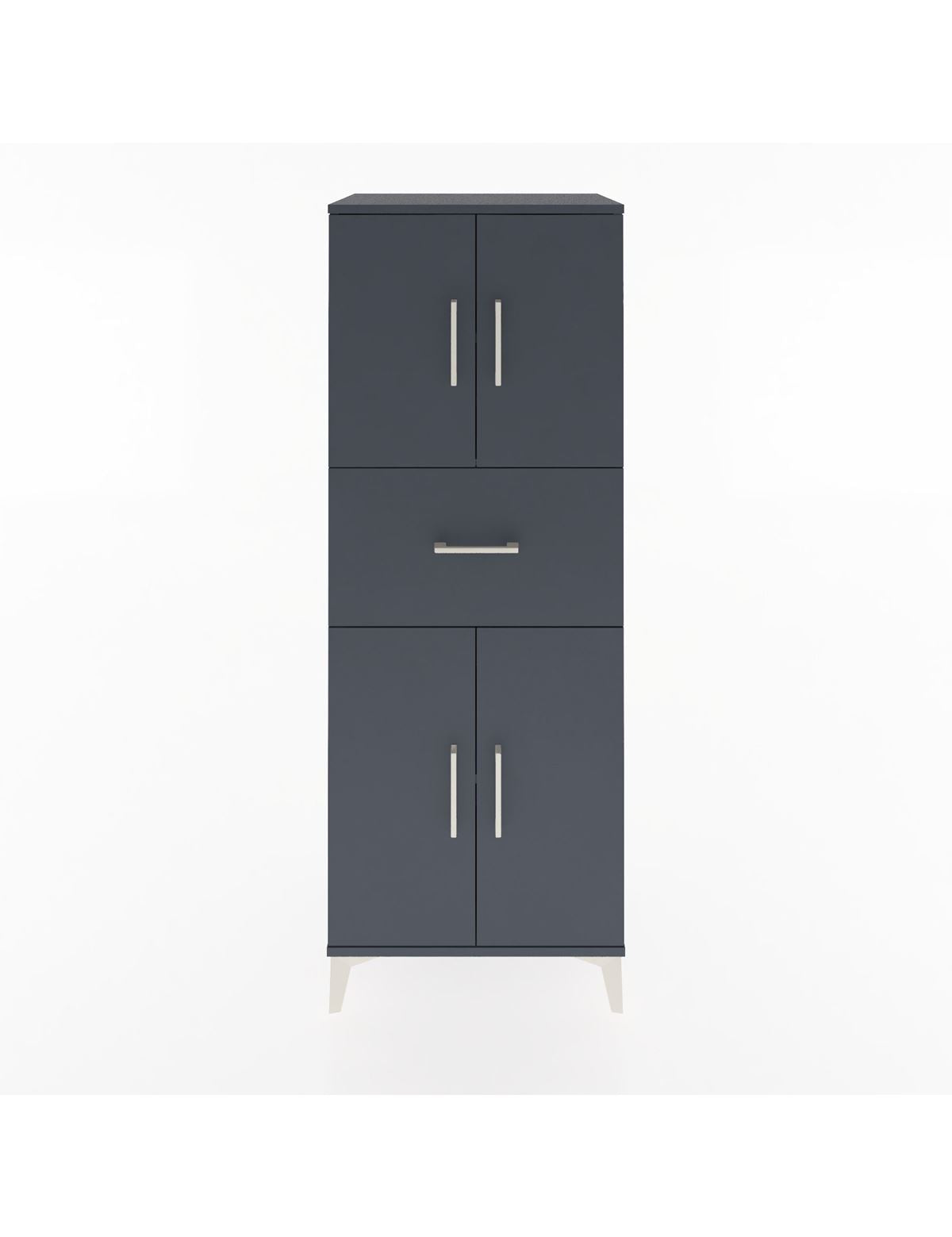 Hyperion Dolap 3 Raflı Tek Çekmeceli 4 Kapaklı 60x44x163 Antrasit-Antrasit