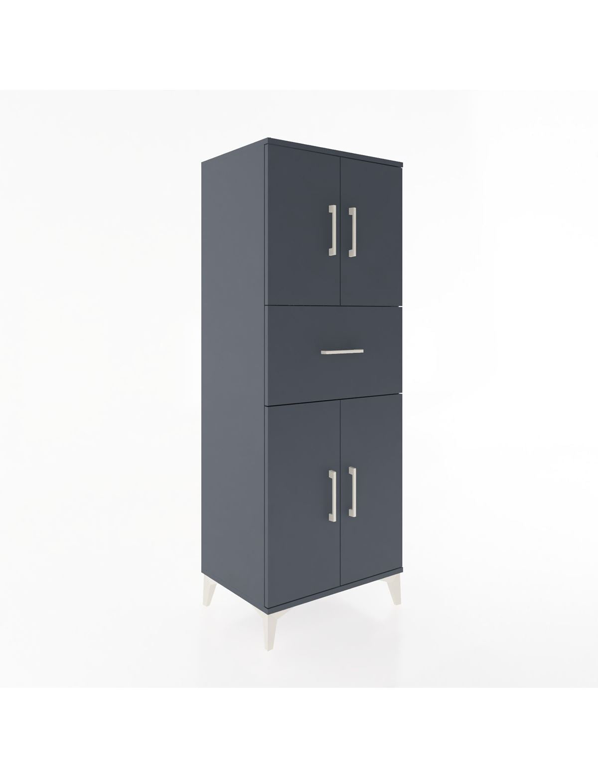 Hyperion Dolap 3 Raflı Tek Çekmeceli 4 Kapaklı 60x44x163 Antrasit-Antrasit