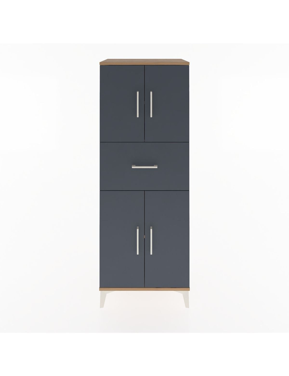 Hyperion Dolap 3 Raflı Tek Çekmeceli 4 Kapaklı 60x44x163 Çam-Antrasit