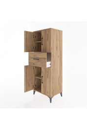 Hyperion Dolap 3 Raflı Tek Çekmeceli 4 Kapaklı 60x44x163 Çam-Çam