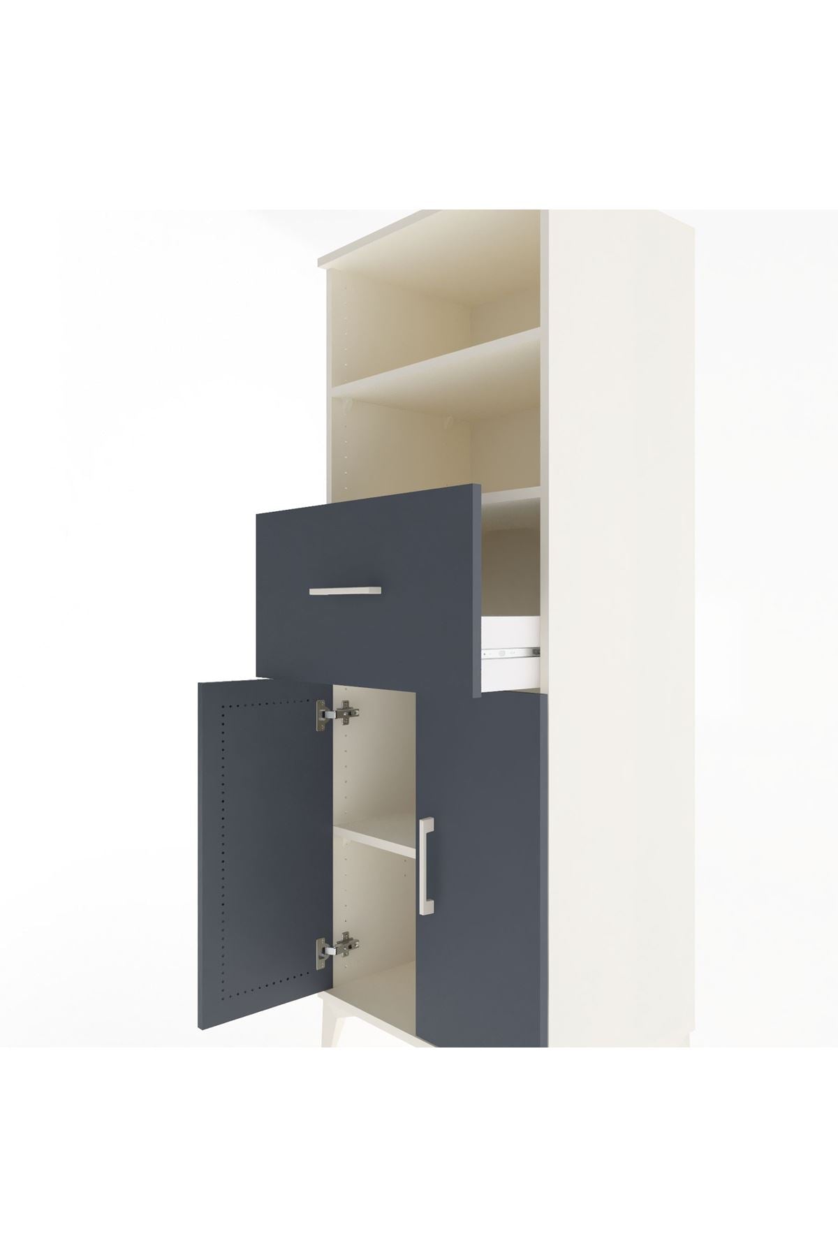 Hyperion Dolap 3 Raflı Tek Çekmeceli 2 Kapaklı 60x44x163 Aytaşı-Antrasit