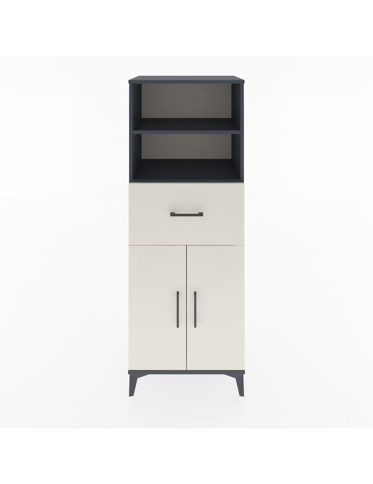 Hyperion Dolap 3 Raflı Tek Çekmeceli 2 Kapaklı 60x44x163 Antrasit-Aytaşı