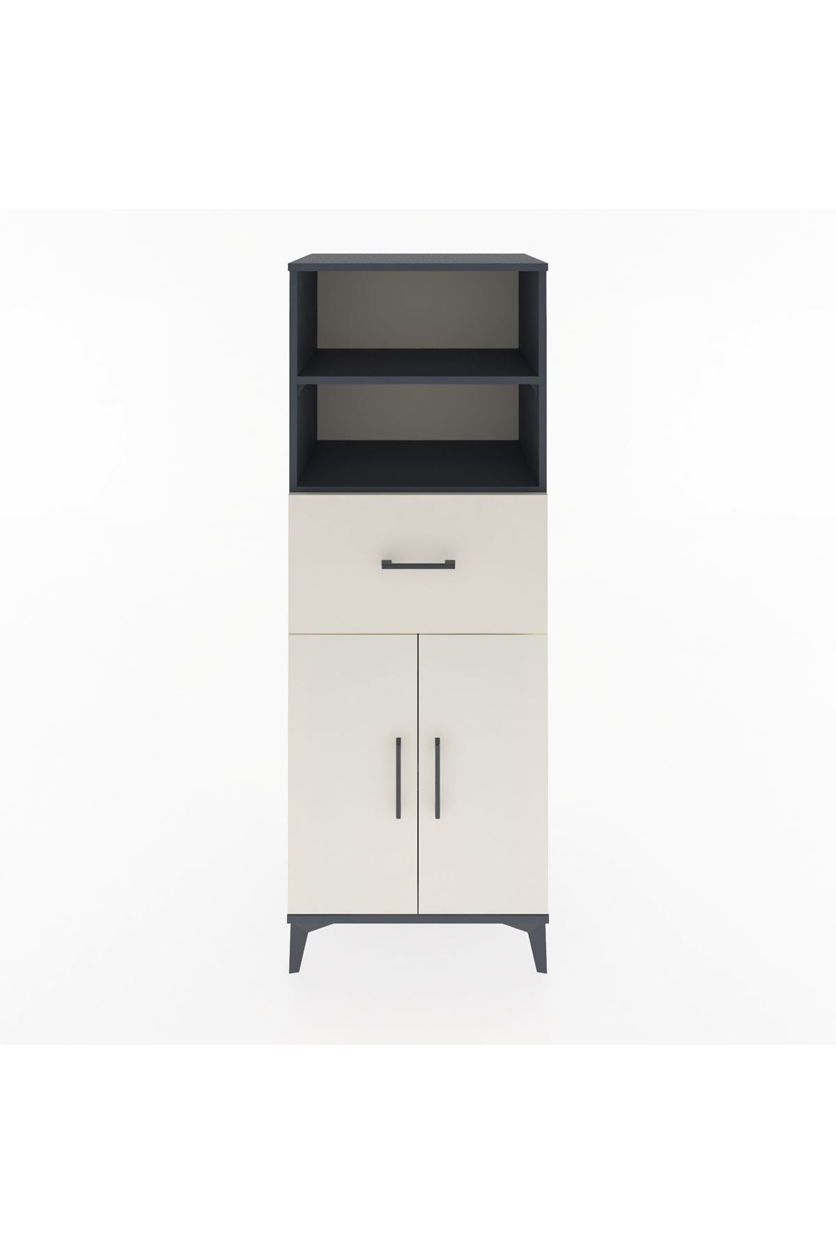Hyperion Dolap 3 Raflı Tek Çekmeceli 2 Kapaklı 60x44x163 Antrasit-Aytaşı
