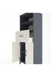 Hyperion Dolap 3 Raflı Tek Çekmeceli 2 Kapaklı 60x44x163 Antrasit-Aytaşı