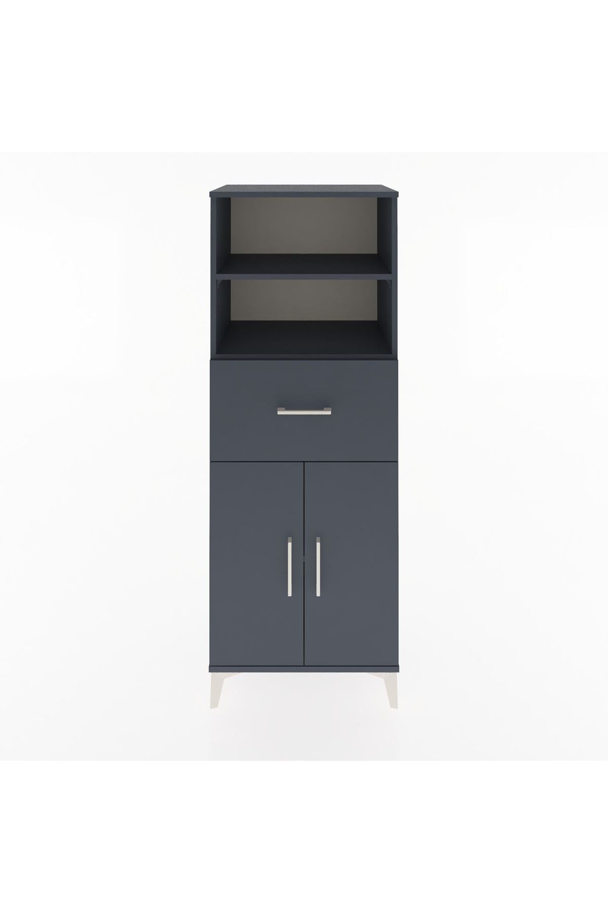 Hyperion Dolap 3 Raflı Tek Çekmeceli 2 Kapaklı 60x44x163 Antrasit-Antrasit