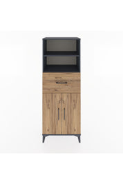 Hyperion Dolap 3 Raflı Tek Çekmeceli 2 Kapaklı 60x44x163 Antrasit-Çam