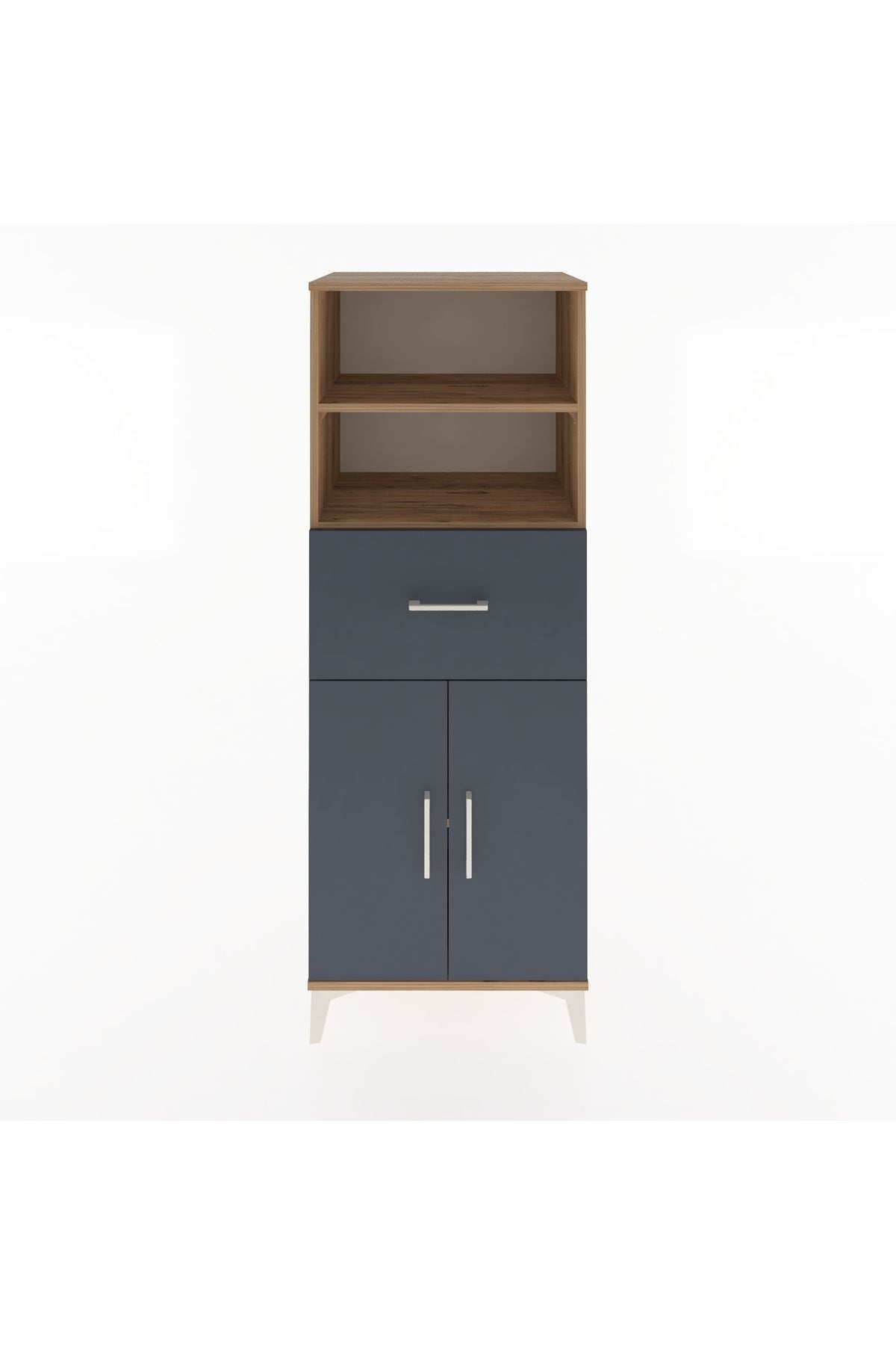 Hyperion Dolap 3 Raflı Tek Çekmeceli 2 Kapaklı 60x44x163 Çam-Antrasit