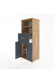 Hyperion Dolap 3 Raflı Tek Çekmeceli 2 Kapaklı 60x44x163 Çam-Antrasit