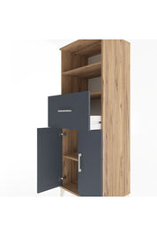 Hyperion Dolap 3 Raflı Tek Çekmeceli 2 Kapaklı 60x44x163 Çam-Antrasit