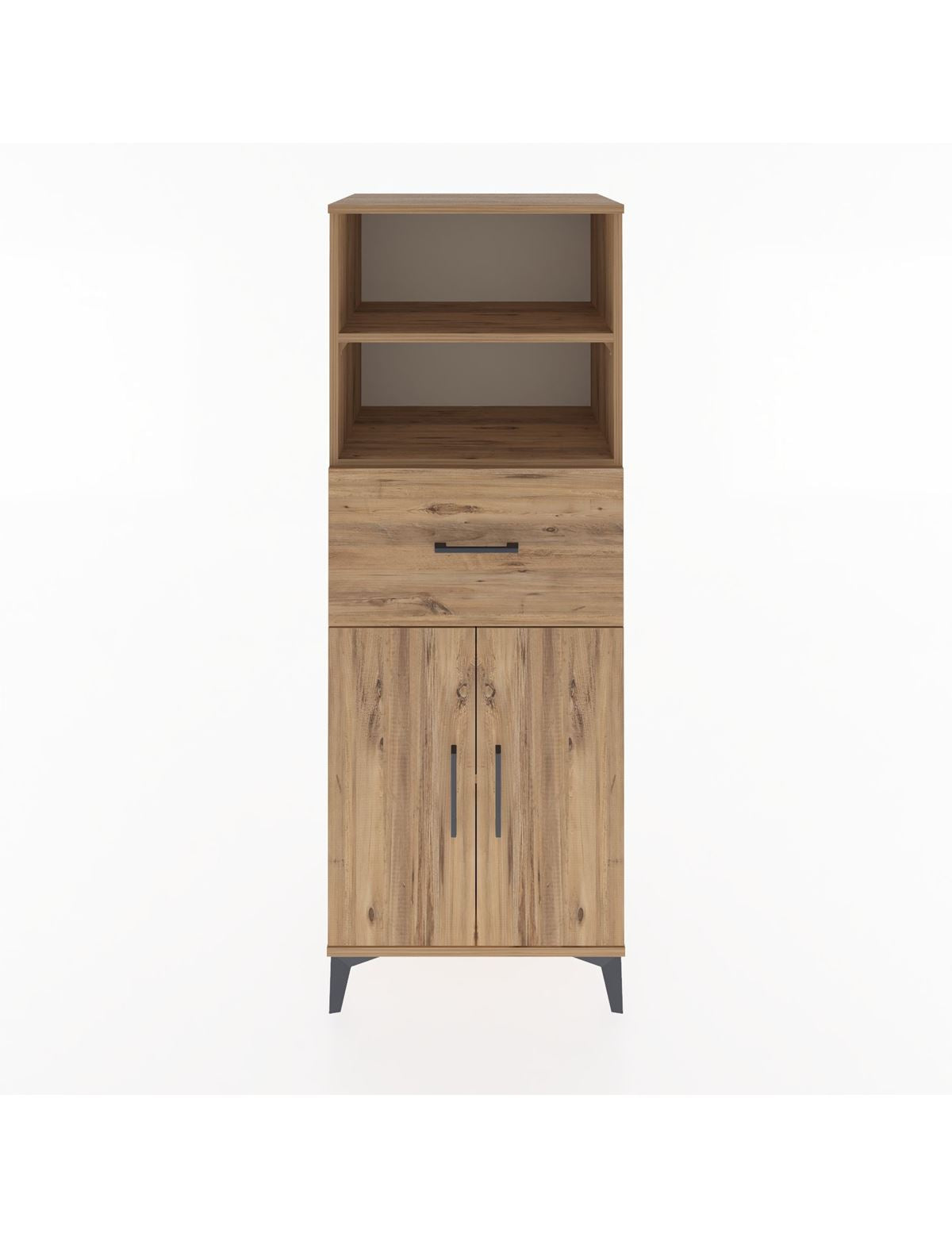 Hyperion Dolap 3 Raflı Tek Çekmeceli 2 Kapaklı 60x44x163 Çam-Çam