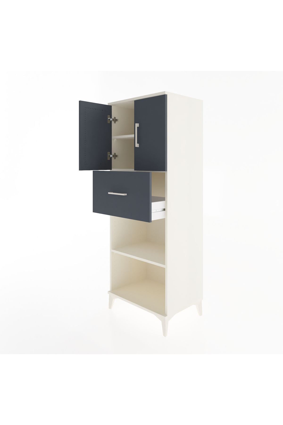 Hyperion Dolap 3 Raflı Tek Çekmeceli 2 Kapaklı 60x44x163 Aytaşı-Antrasit