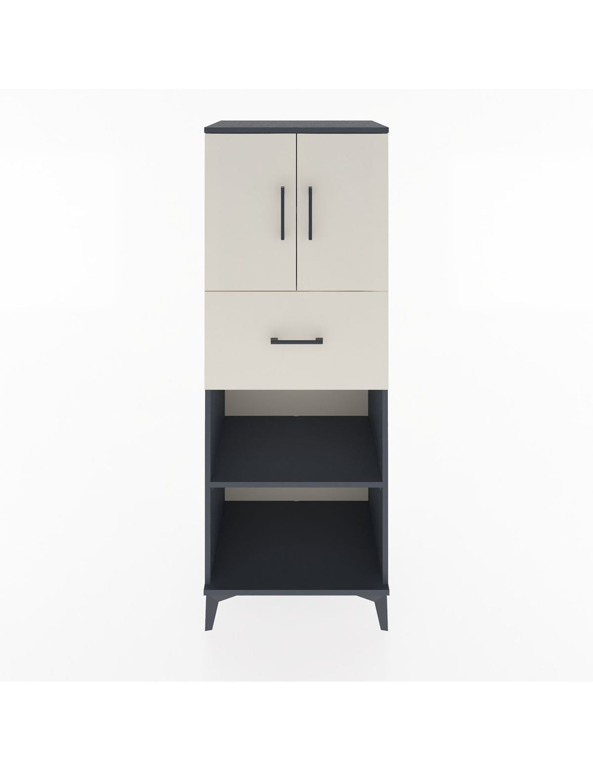 Hyperion Dolap 3 Raflı Tek Çekmeceli 2 Kapaklı 60x44x163 Antrasit-Aytaşı