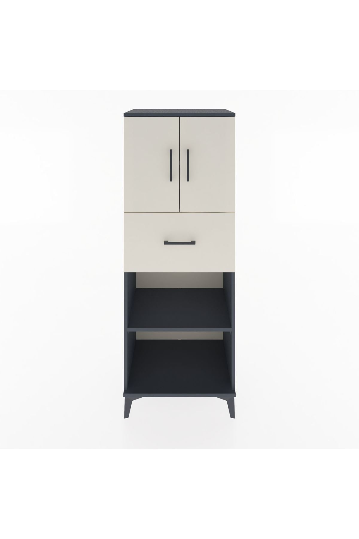 Hyperion Dolap 3 Raflı Tek Çekmeceli 2 Kapaklı 60x44x163 Antrasit-Aytaşı