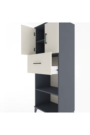 Hyperion Dolap 3 Raflı Tek Çekmeceli 2 Kapaklı 60x44x163 Antrasit-Aytaşı