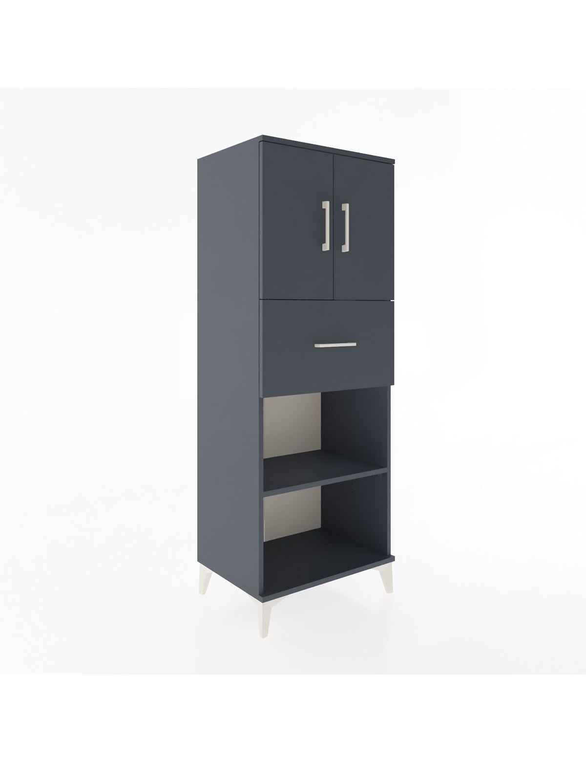 Hyperion Dolap 3 Raflı Tek Çekmeceli 2 Kapaklı 60x44x163 Antrasit-Antrasit